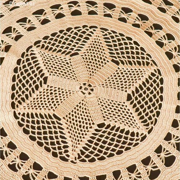 Large Crocheted Doilies Tanned Centerpiece Vintage Doilies Doily X44 - Picture 2 of 3